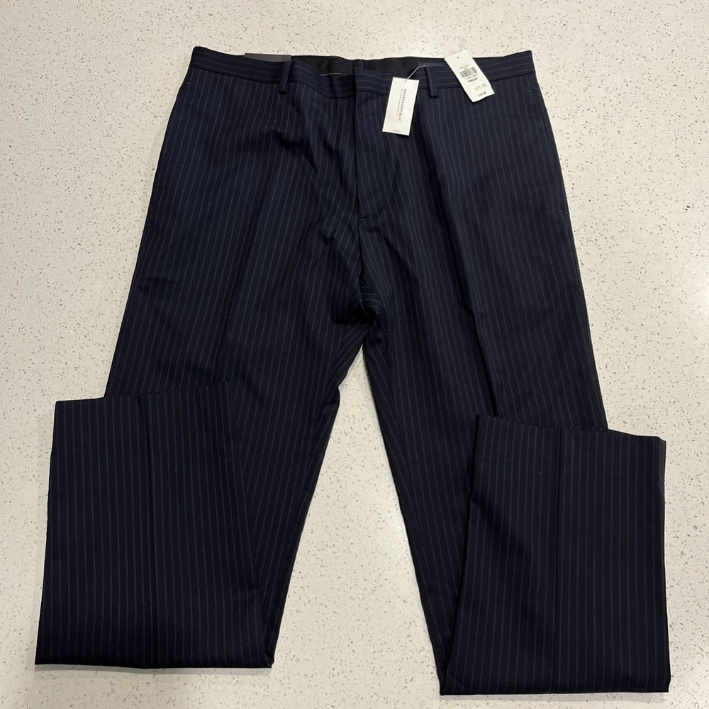 Banana Republic Tailored Fit Dress Pants Mens 36X 32 Navy Blue Pin Stripe NWT
